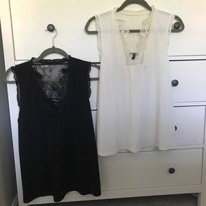 Express - 2 Lace Mock Neck Tank Tops